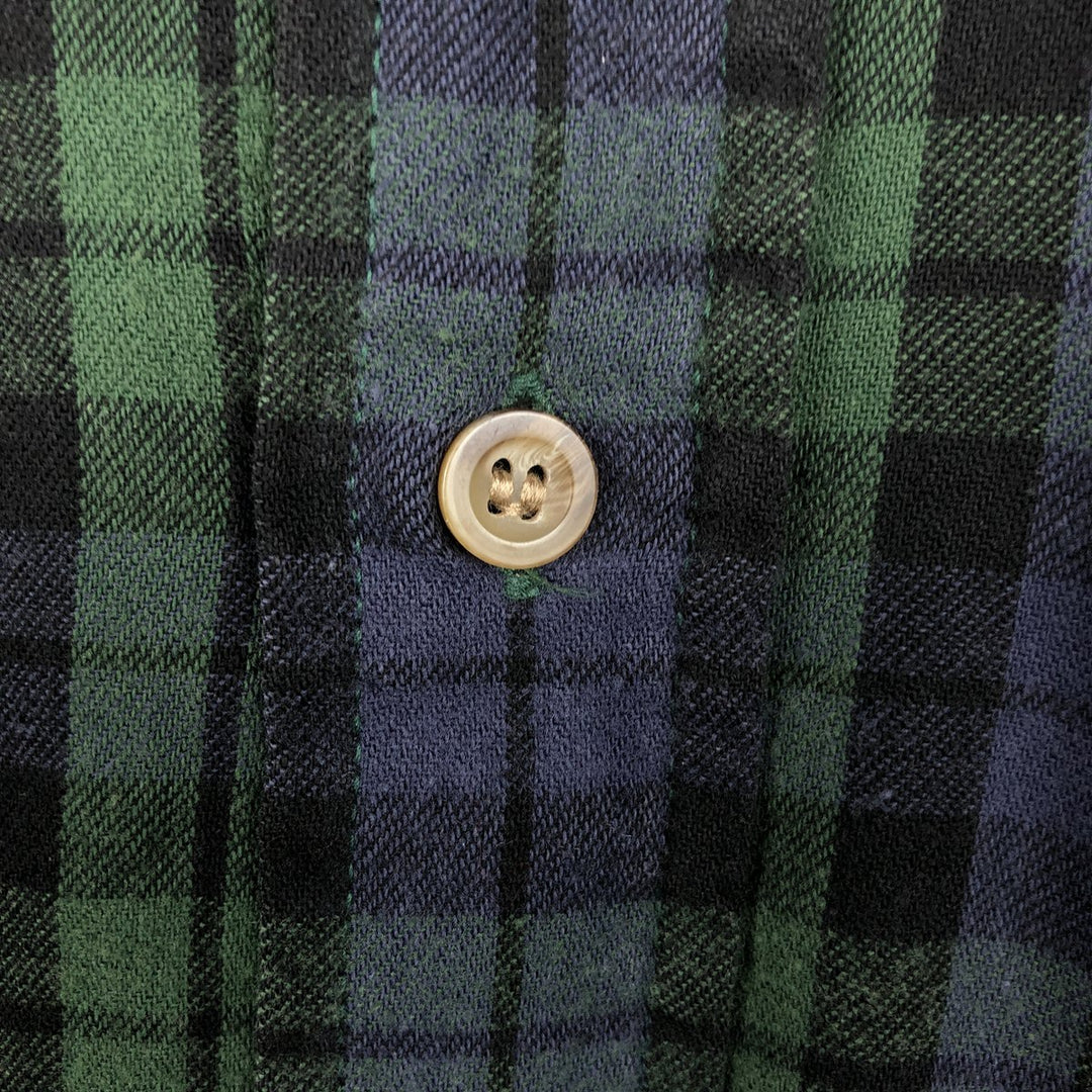 Woolrich Blackwatch Check Long-Sleeve Button-Down Flannel Check Shirt, Men's Size L (approx.) cotton black type Vintage Second Hand