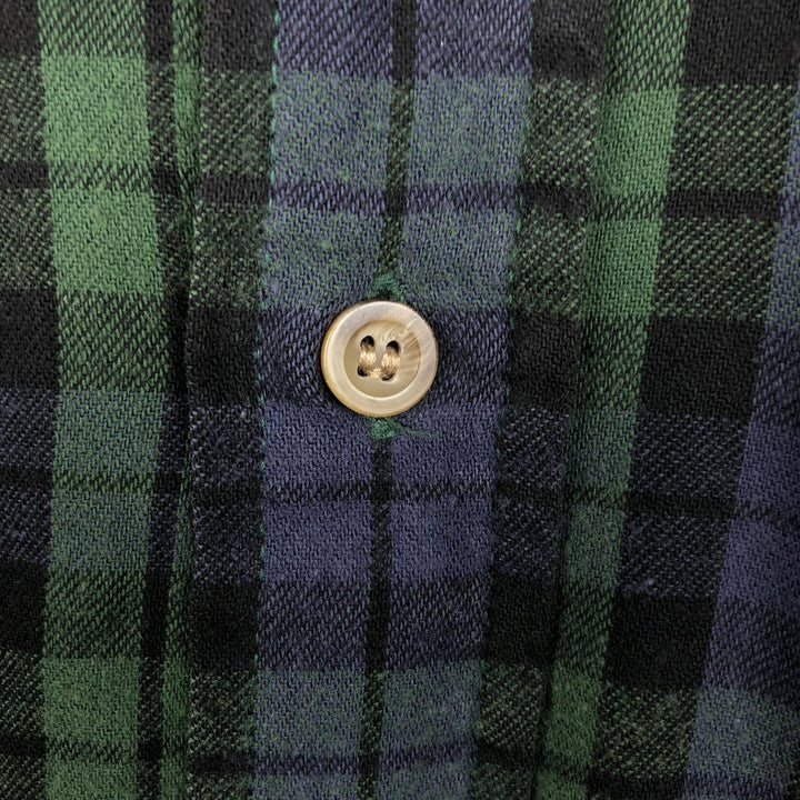 Woolrich Blackwatch Check Long-Sleeve Button-Down Flannel Check Shirt, Men's Size L (approx.) cotton black type Vintage Second Hand