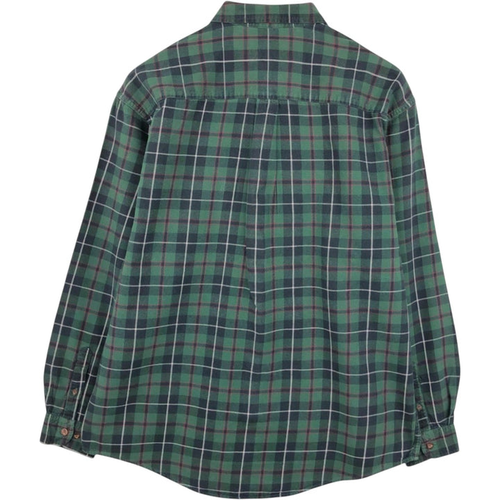 Eddie Bauer Light Flannel Check Shirt, Long Sleeve, Button-Down, Men's Size Medium cotton green type Vintage Second Hand