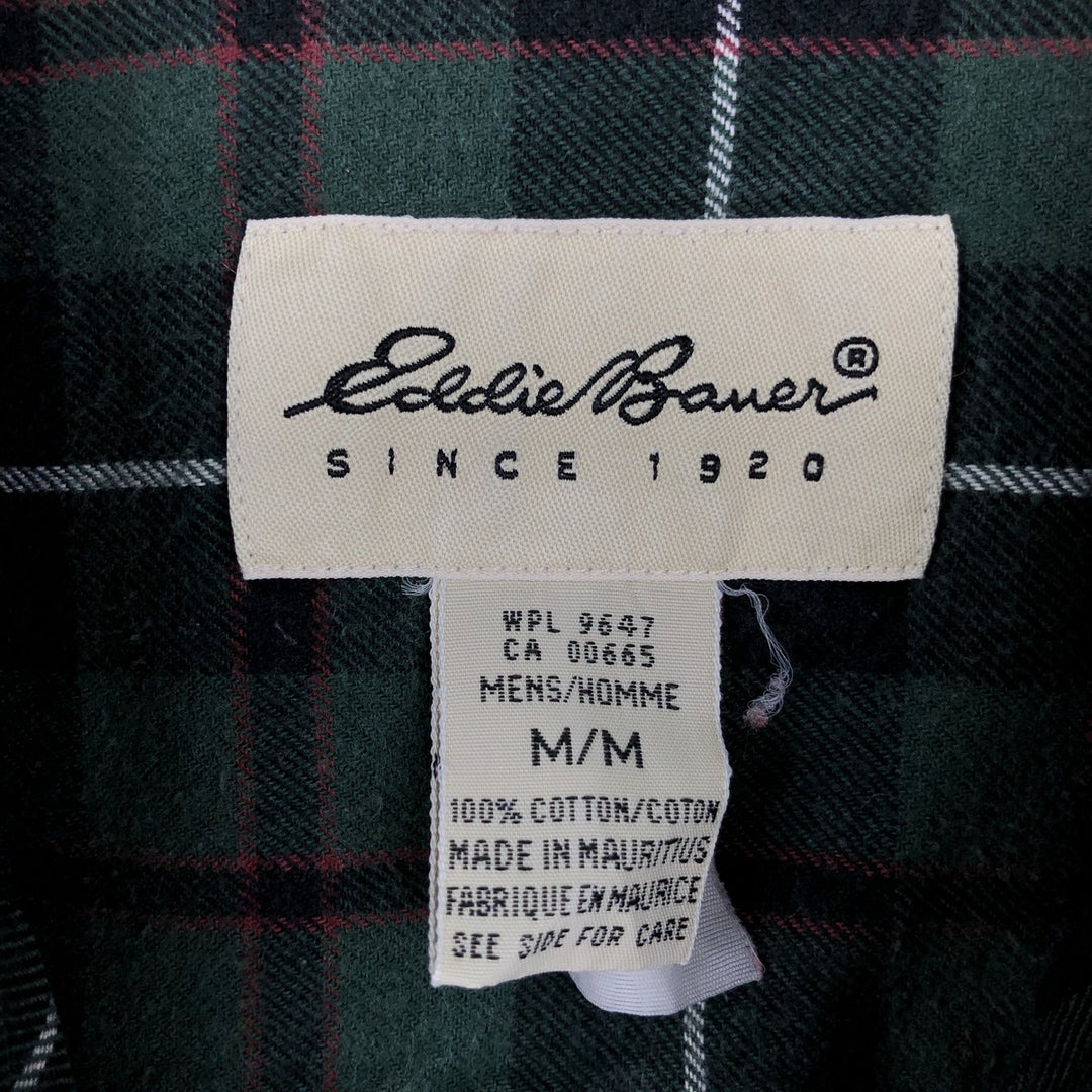 Eddie Bauer Light Flannel Check Shirt, Long Sleeve, Button-Down, Men's Size Medium cotton green type Vintage Second Hand