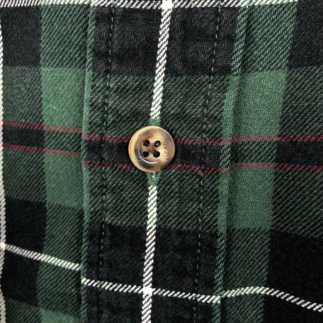 Eddie Bauer Light Flannel Check Shirt, Long Sleeve, Button-Down, Men's Size Medium cotton green type Vintage Second Hand