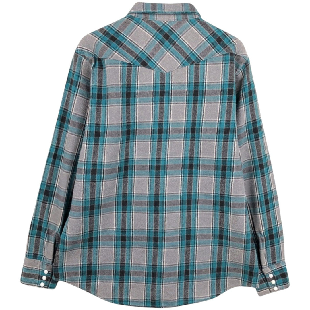 70s-80'S Five Brother DAKOTA Western Flannel Check Shirt, Made in USA, Men's Size L (approx.), Vintage unclear gray type Vintage Second Hand