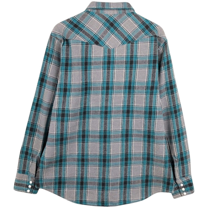 70s-80'S Five Brother DAKOTA Western Flannel Check Shirt, Made in USA, Men's Size L (approx.), Vintage unclear gray type Vintage Second Hand