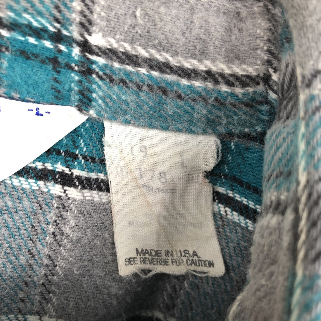 70s-80'S Five Brother DAKOTA Western Flannel Check Shirt, Made in USA, Men's Size L (approx.), Vintage unclear gray type Vintage Second Hand