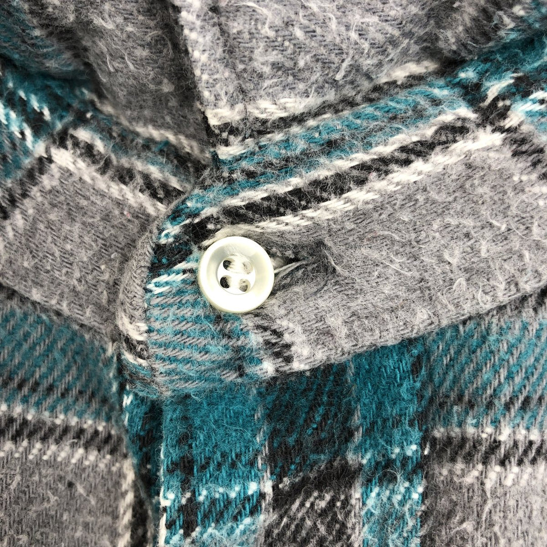 70s-80'S Five Brother DAKOTA Western Flannel Check Shirt, Made in USA, Men's Size L (approx.), Vintage unclear gray type Vintage Second Hand