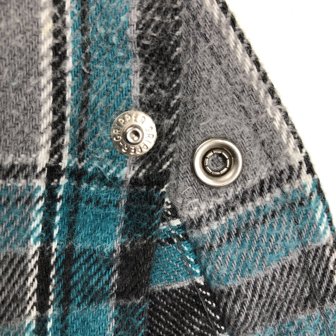 70s-80'S Five Brother DAKOTA Western Flannel Check Shirt, Made in USA, Men's Size L (approx.), Vintage unclear gray type Vintage Second Hand