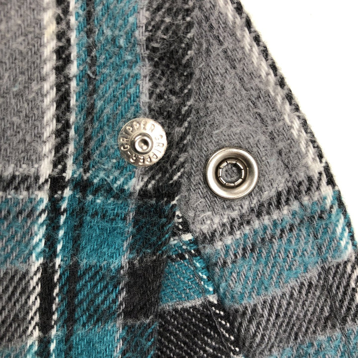 70s-80'S Five Brother DAKOTA Western Flannel Check Shirt, Made in USA, Men's Size L (approx.), Vintage unclear gray type Vintage Second Hand