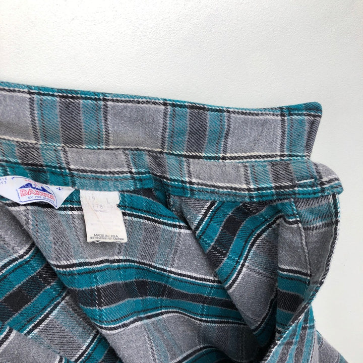 70s-80'S Five Brother DAKOTA Western Flannel Check Shirt, Made in USA, Men's Size L (approx.), Vintage unclear gray type Vintage Second Hand