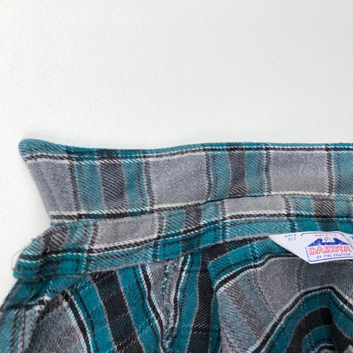 70s-80'S Five Brother DAKOTA Western Flannel Check Shirt, Made in USA, Men's Size L (approx.), Vintage unclear gray type Vintage Second Hand