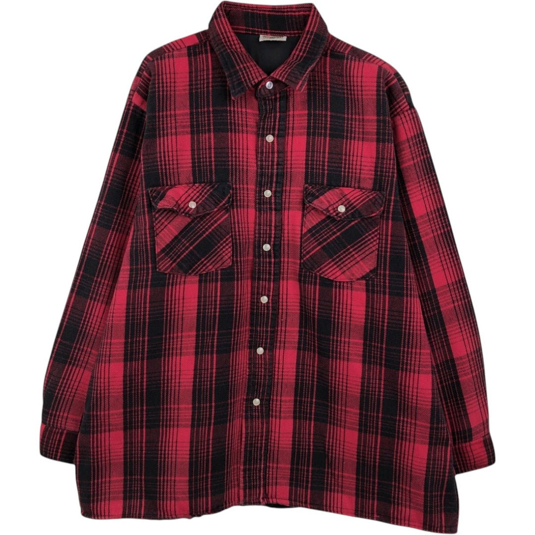 Five Brother Long-Sleeve Heavy Flannel Check Shirt, Boxy Shirt, Men's Size XL (approx.) unclear red type Vintage Second Hand