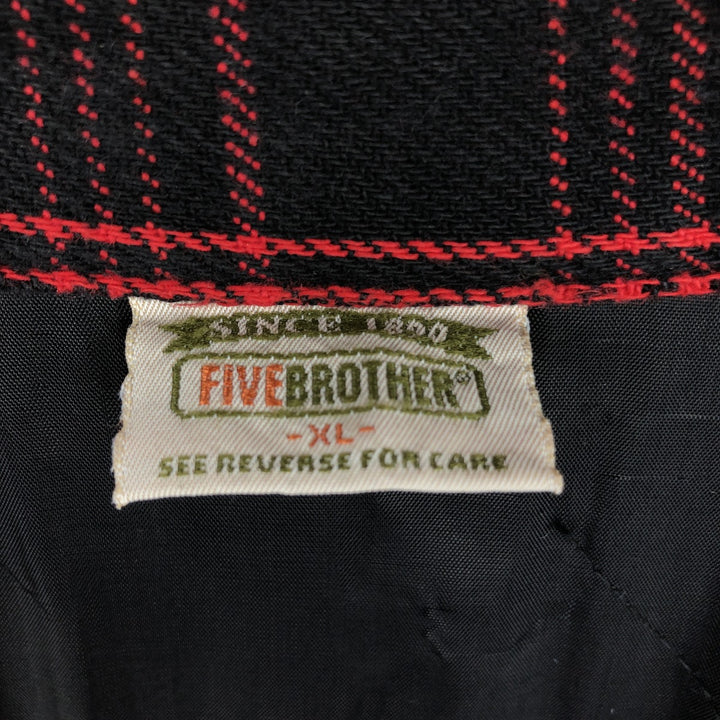 Five Brother Long-Sleeve Heavy Flannel Check Shirt, Boxy Shirt, Men's Size XL (approx.) unclear red type Vintage Second Hand
