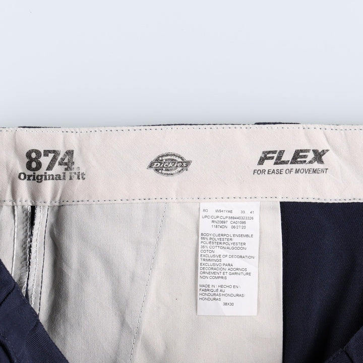 Dickies 874 FLEX ORIGINAL FIT Work Pants, Men's W38 equivalent. polyester navy blue type Vintage Second Hand