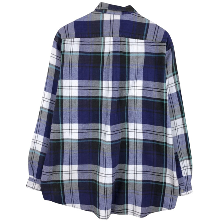Stussy long-sleeved button-down light flannel check shirt, made in Australia, men's size L equivalent. cotton blue type Vintage Second Hand