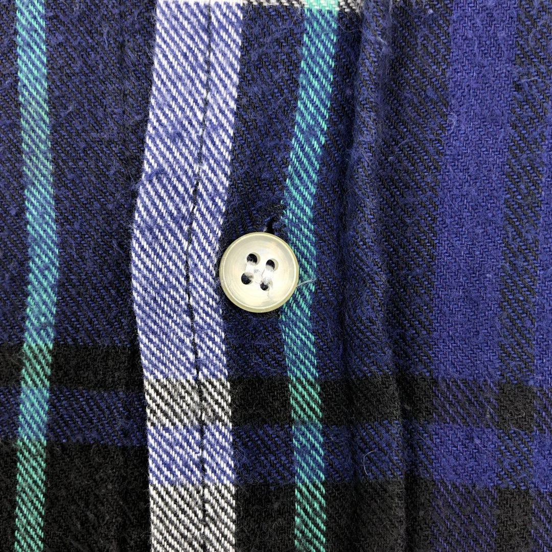 Stussy long-sleeved button-down light flannel check shirt, made in Australia, men's size L equivalent. cotton blue type Vintage Second Hand