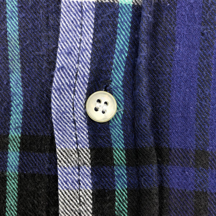Stussy long-sleeved button-down light flannel check shirt, made in Australia, men's size L equivalent. cotton blue type Vintage Second Hand
