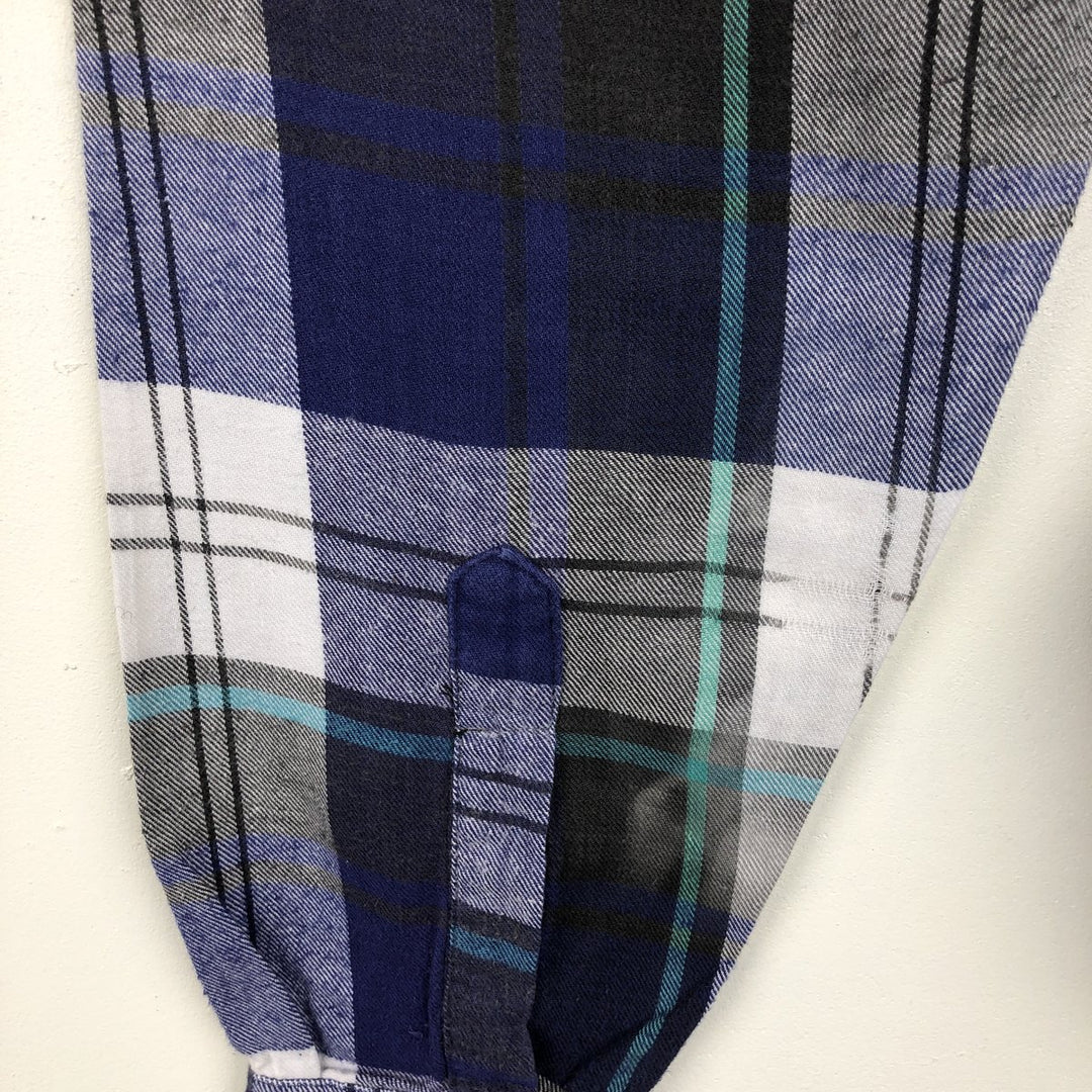 Stussy long-sleeved button-down light flannel check shirt, made in Australia, men's size L equivalent. cotton blue type Vintage Second Hand