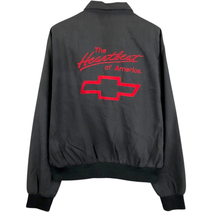 ~90'S The Ltd THE Heartbeat OF AMERICA CHEVROLET advertising blouson, made in USA, men's size XL equivalent. polyester Charcoal Vintage Second Hand