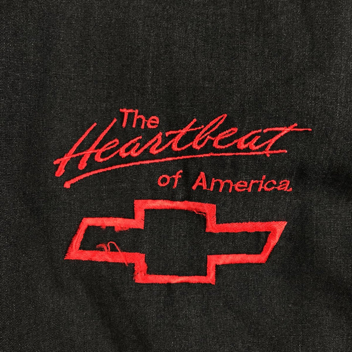 ~90'S The Ltd THE Heartbeat OF AMERICA CHEVROLET advertising blouson, made in USA, men's size XL equivalent. polyester Charcoal Vintage Second Hand