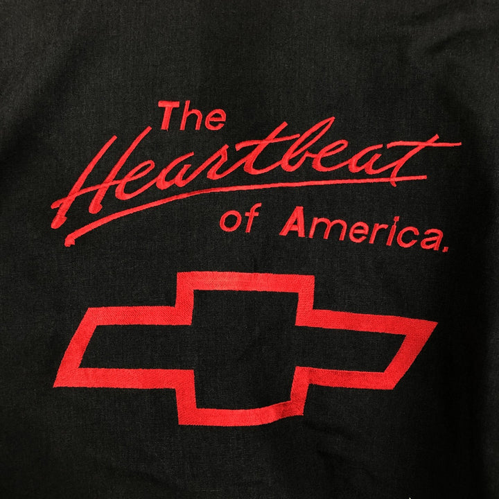 ~90'S The Ltd THE Heartbeat OF AMERICA CHEVROLET advertising blouson, made in USA, men's size XL equivalent. polyester Charcoal Vintage Second Hand