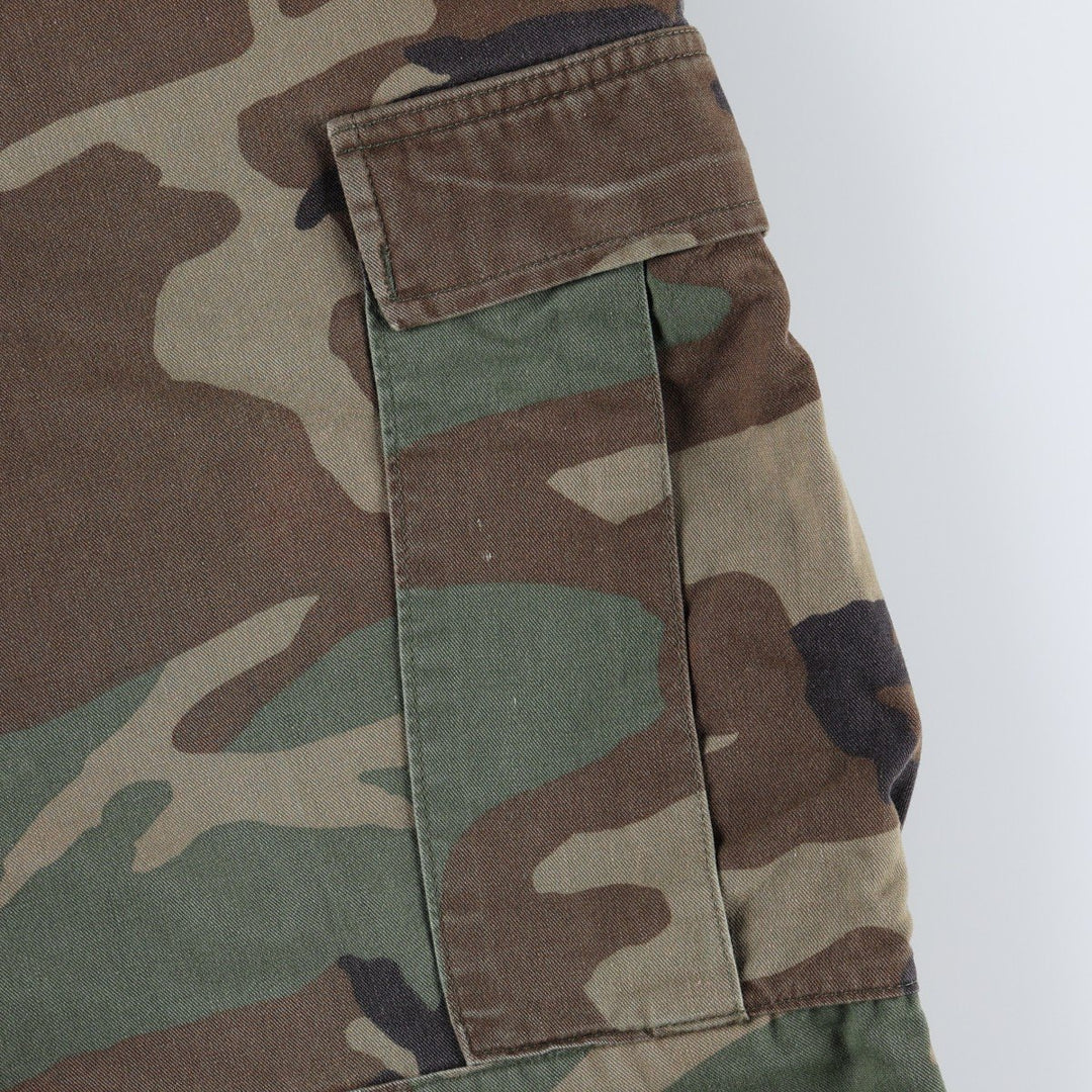 1990'S US Military Issue Camouflage Pattern Woodland Camo Military Cargo Pants, Made in USA, Medium-Regular, Vintage, Men's W35 equivalent. Nylon Khaki type Vintage Second Hand