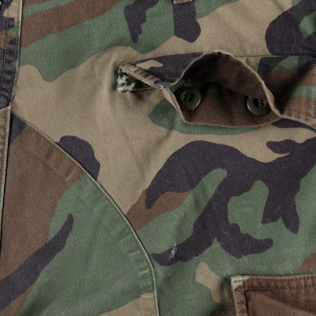 1990'S US Military Issue Camouflage Pattern Woodland Camo Military Cargo Pants, Made in USA, Medium-Regular, Vintage, Men's W35 equivalent. Nylon Khaki type Vintage Second Hand