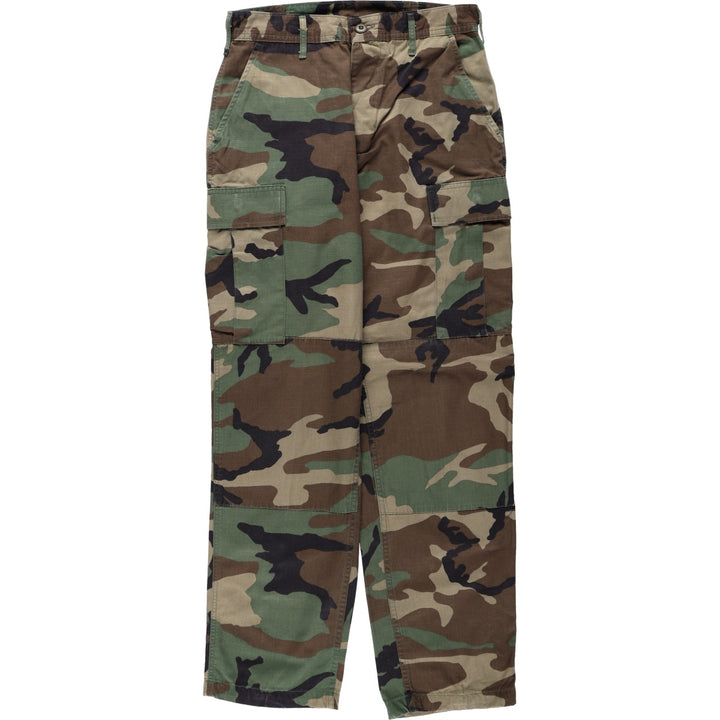 Genuine US military surplus camouflage pattern woodland camo ripstop military cargo pants, made in the USA, small-regular size (equivalent to men's W30). Nylon Khaki type Vintage Second Hand