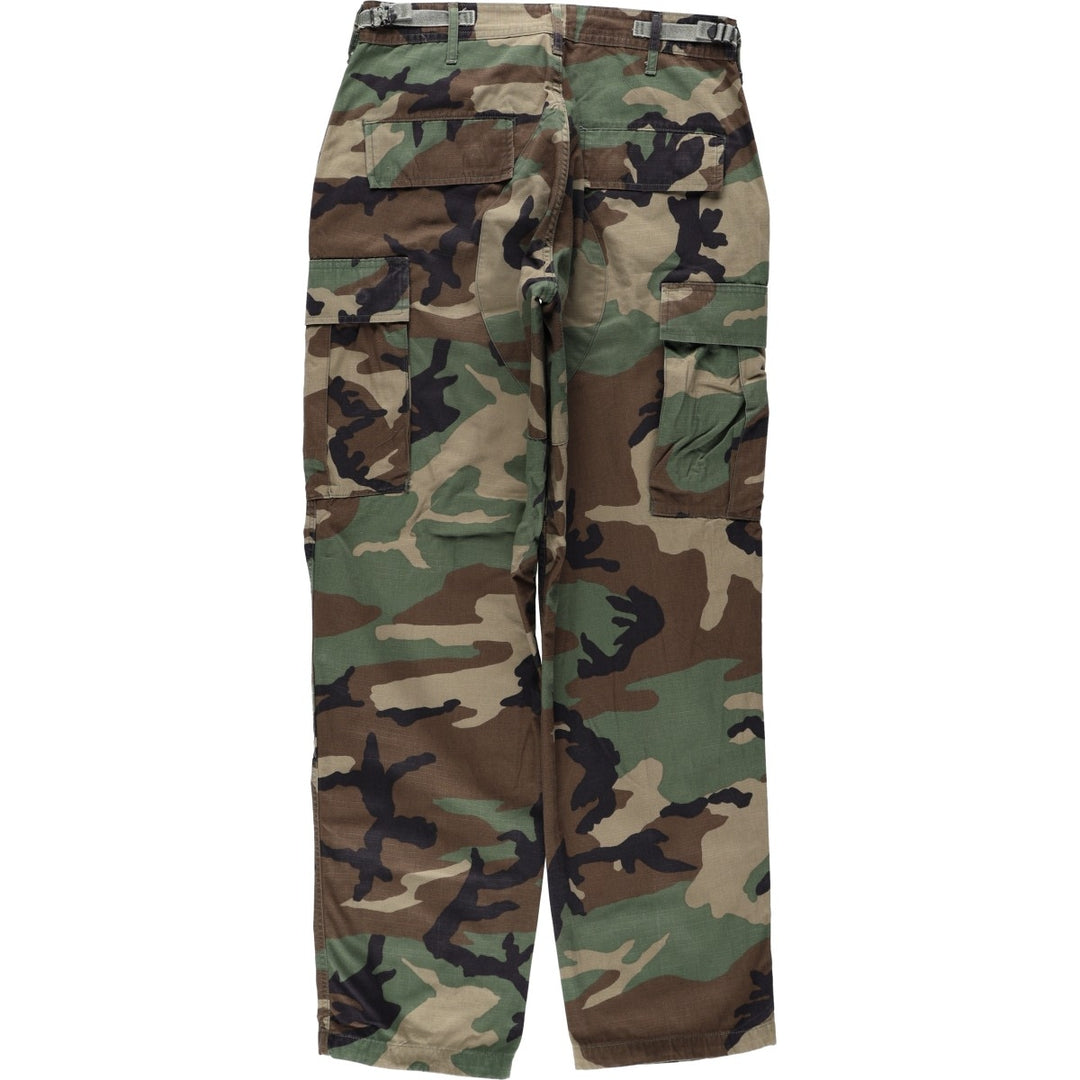 Genuine US military surplus camouflage pattern woodland camo ripstop military cargo pants, made in the USA, small-regular size (equivalent to men's W30). Nylon Khaki type Vintage Second Hand