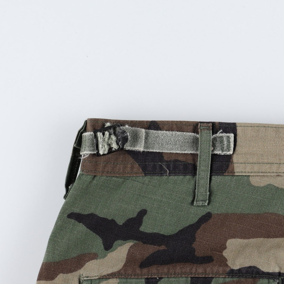 Genuine US military surplus camouflage pattern woodland camo ripstop military cargo pants, made in the USA, small-regular size (equivalent to men's W30). Nylon Khaki type Vintage Second Hand