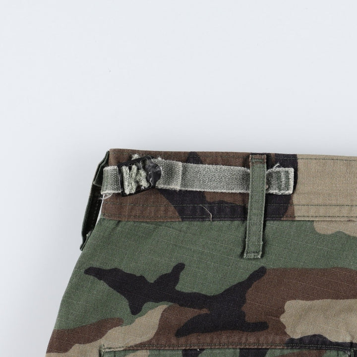 Genuine US military surplus camouflage pattern woodland camo ripstop military cargo pants, made in the USA, small-regular size (equivalent to men's W30). Nylon Khaki type Vintage Second Hand