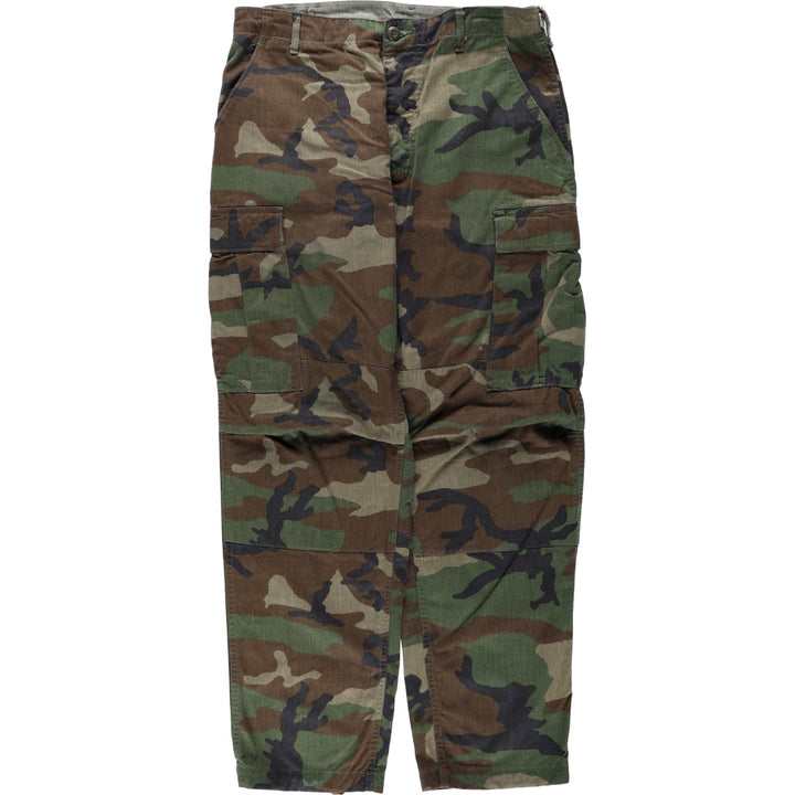 1980'S US Military Issue Camouflage Pattern Woodland Camo Military Cargo Pants, Made in USA, Medium-Regular Size (Men's W34 equivalent), Vintage cotton Khaki type Vintage Second Hand