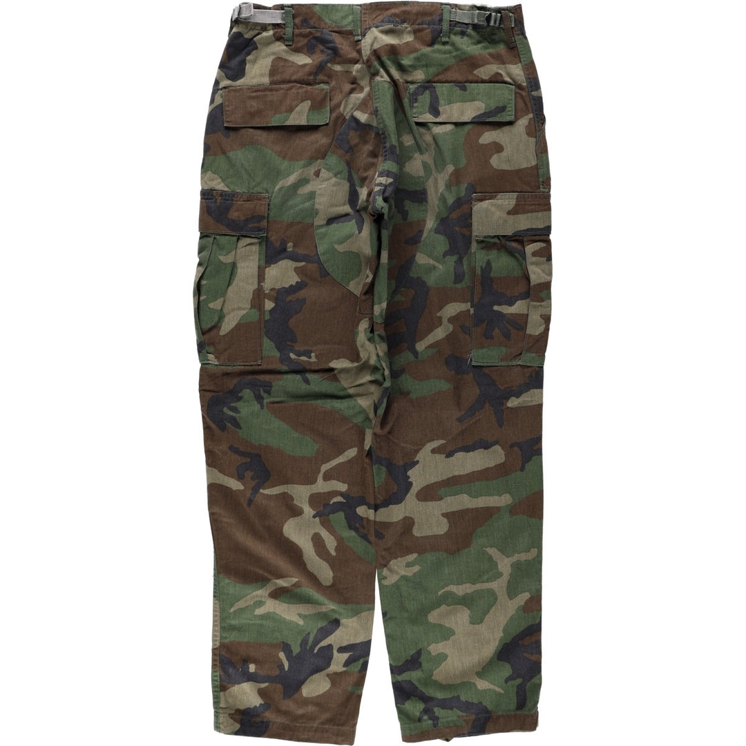 1980'S US Military Issue Camouflage Pattern Woodland Camo Military Cargo Pants, Made in USA, Medium-Regular Size (Men's W34 equivalent), Vintage cotton Khaki type Vintage Second Hand