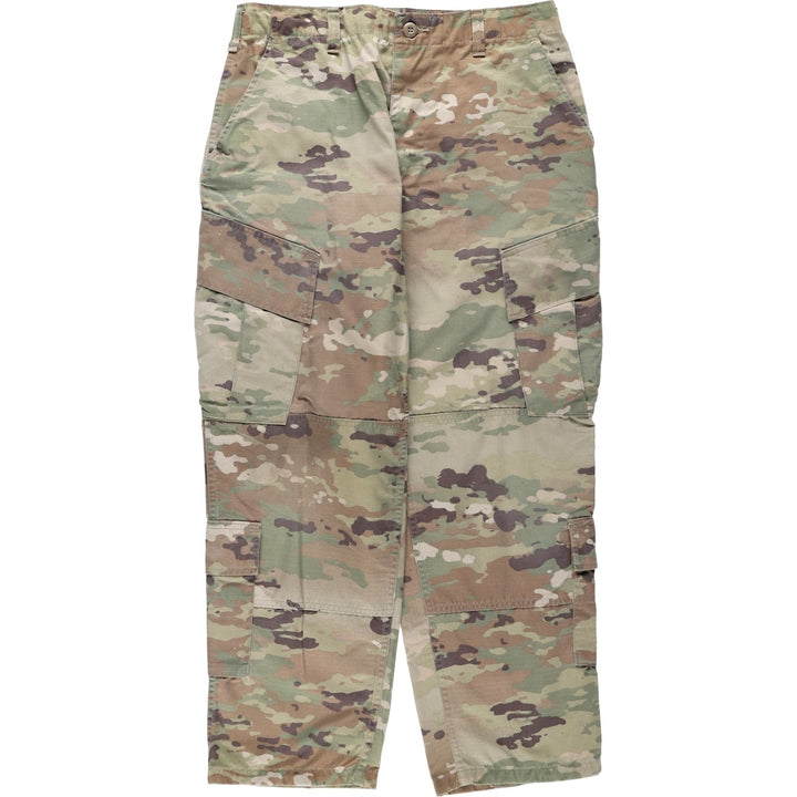 Genuine US military surplus Multicam camouflage pattern ripstop military cargo pants, made in the USA, medium-short size, equivalent to men's W34. Nylon Khaki type Vintage Second Hand