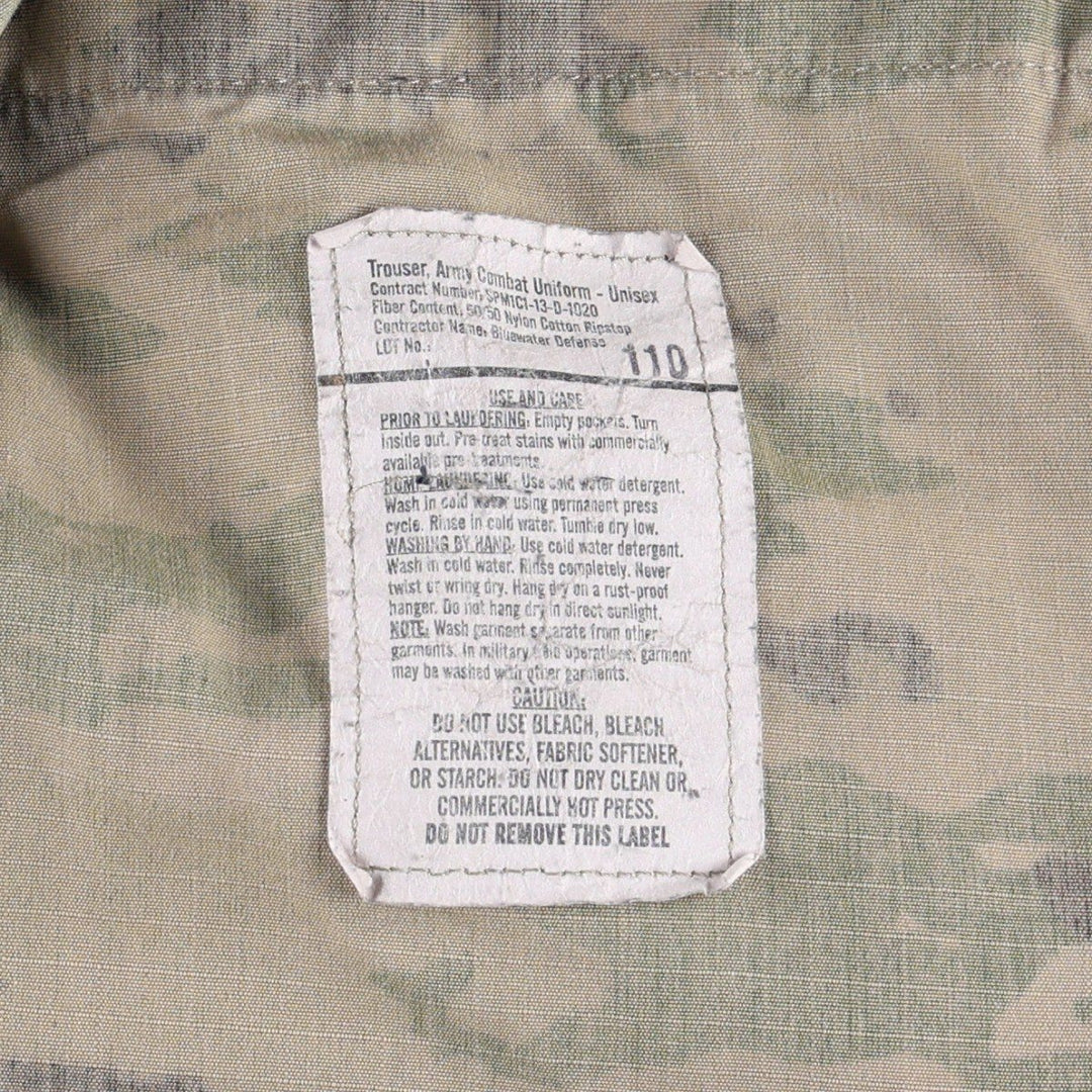 Genuine US military surplus Multicam camouflage pattern ripstop military cargo pants, made in the USA, medium-short size, equivalent to men's W34. Nylon Khaki type Vintage Second Hand