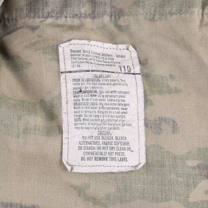 Genuine US military surplus Multicam camouflage pattern ripstop military cargo pants, made in the USA, medium-short size, equivalent to men's W34. Nylon Khaki type Vintage Second Hand