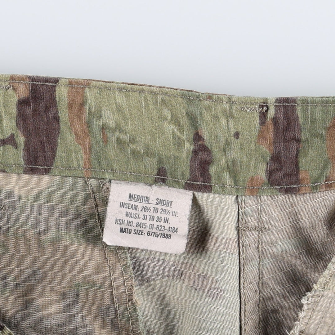 Genuine US military surplus Multicam camouflage pattern ripstop military cargo pants, made in the USA, medium-short size, equivalent to men's W34. Nylon Khaki type Vintage Second Hand