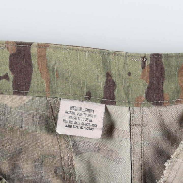 Genuine US military surplus Multicam camouflage pattern ripstop military cargo pants, made in the USA, medium-short size, equivalent to men's W34. Nylon Khaki type Vintage Second Hand