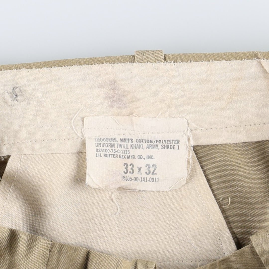 1970'S US Military Issue Dress Pants/Slacks, Made in USA, Size 33x32 (Men's W32 equivalent), Vintage. unclear Khaki type beige Vintage Second Hand