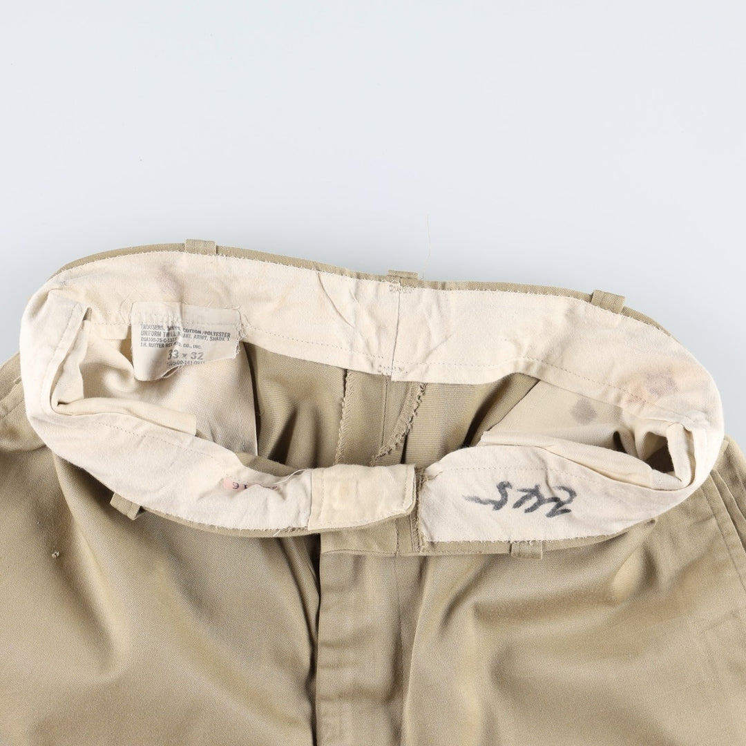 1970'S US Military Issue Dress Pants/Slacks, Made in USA, Size 33x32 (Men's W32 equivalent), Vintage. unclear Khaki type beige Vintage Second Hand