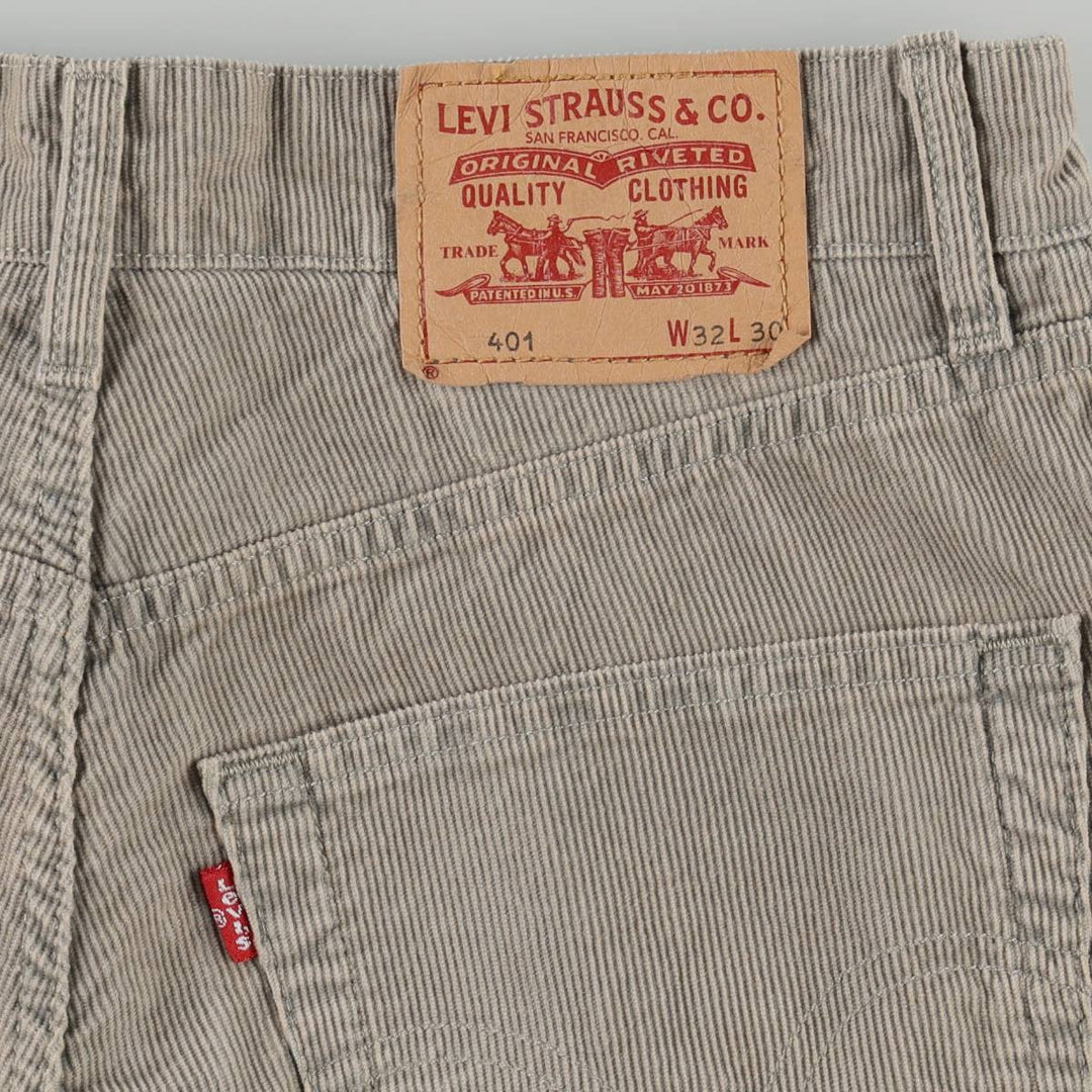 Levi's 401 2146 Euro Model Corduroy Pants, Men's Size W32 (approx.) cotton gray type Vintage Second Hand