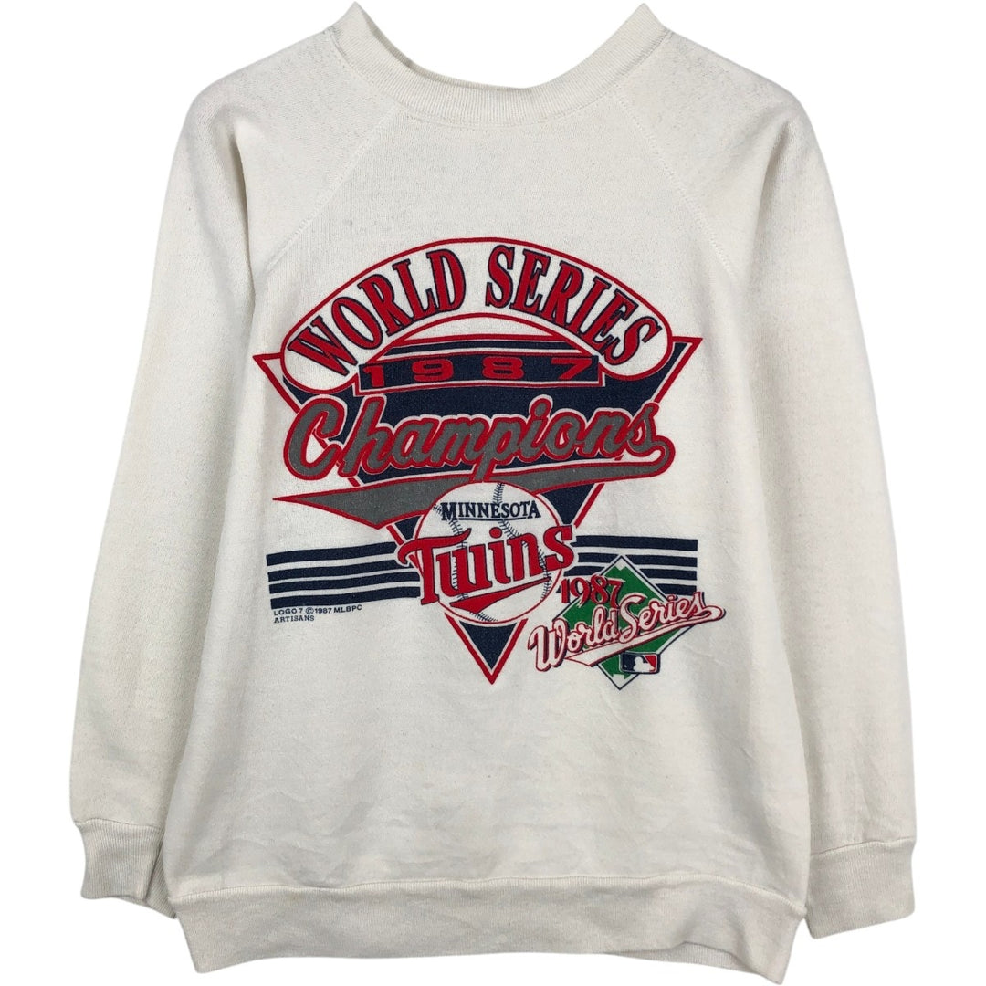 80'S Tultex Minnesota Twins Print Sweatshirt, Made in USA, Women's Size M (approx.), Vintage cotton white type Vintage Second Hand