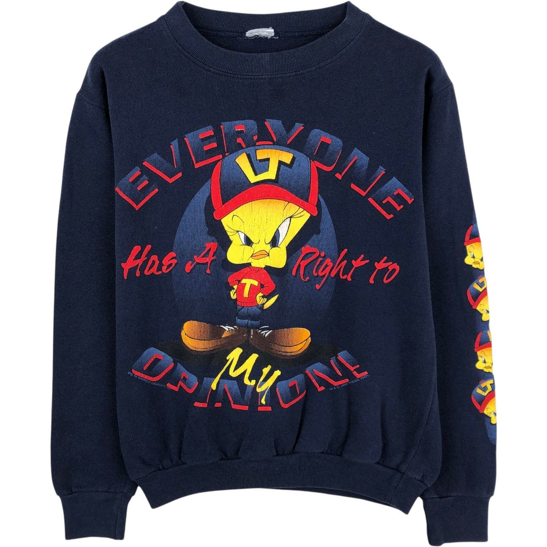 90'S Looney Tunes Tweety character sweatshirt, women's size M equivalent, vintage. unclear navy blue type Vintage Second Hand