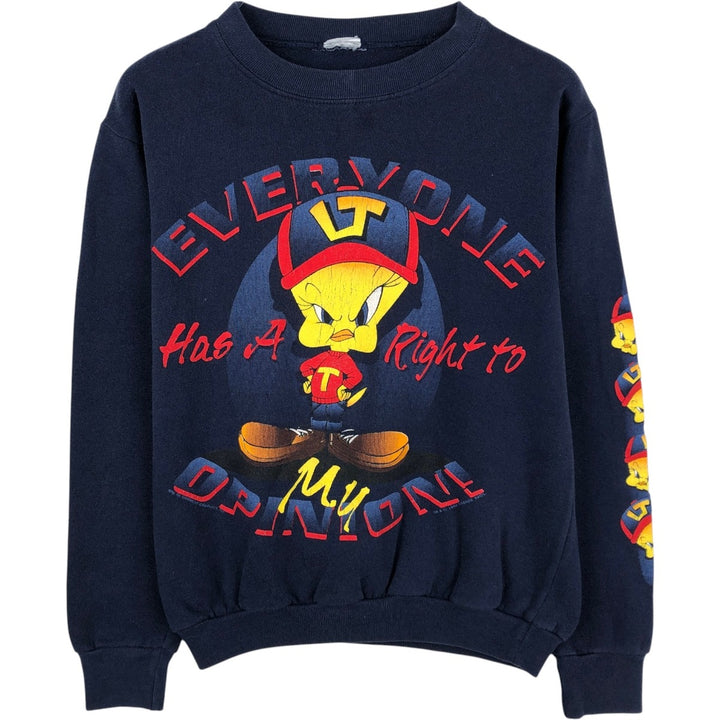 90'S Looney Tunes Tweety character sweatshirt, women's size M equivalent, vintage. unclear navy blue type Vintage Second Hand