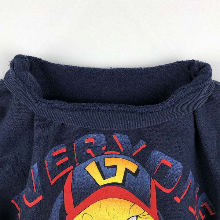 90'S Looney Tunes Tweety character sweatshirt, women's size M equivalent, vintage. unclear navy blue type Vintage Second Hand