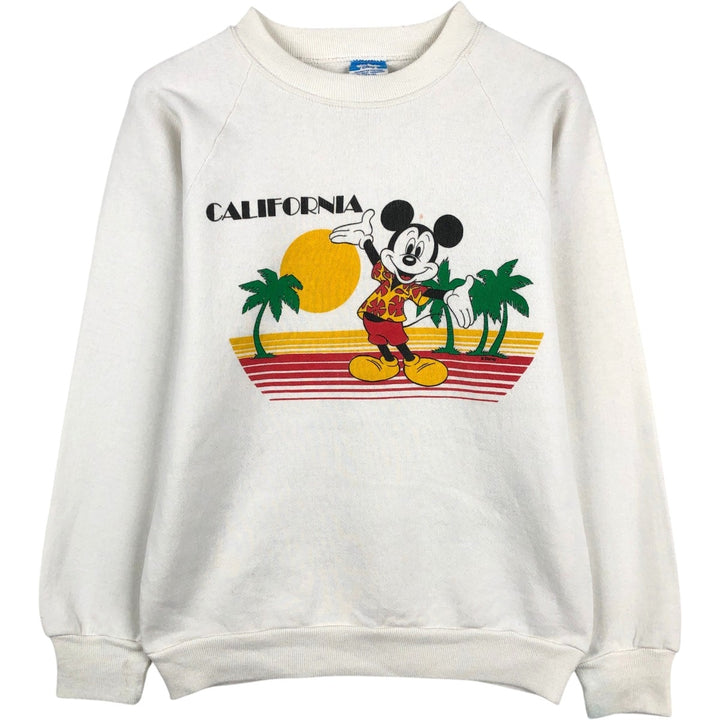 1980'S Disney Mickey Mouse Character Sweatshirt, Made in USA, Women's Size S (Equivalent), Vintage polyester white type Vintage Second Hand