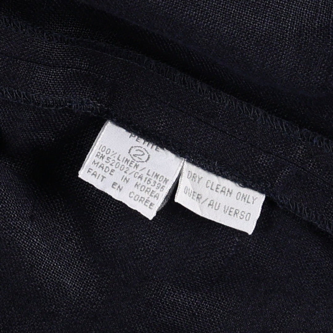 Liz Clayborne Collection Double-breasted Cropped Easy Jacket Tailored Jacket (Women's Size L) linen navy blue type Vintage Second Hand