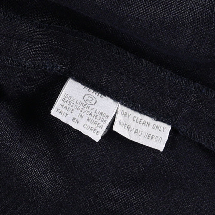 Liz Clayborne Collection Double-breasted Cropped Easy Jacket Tailored Jacket (Women's Size L) linen navy blue type Vintage Second Hand