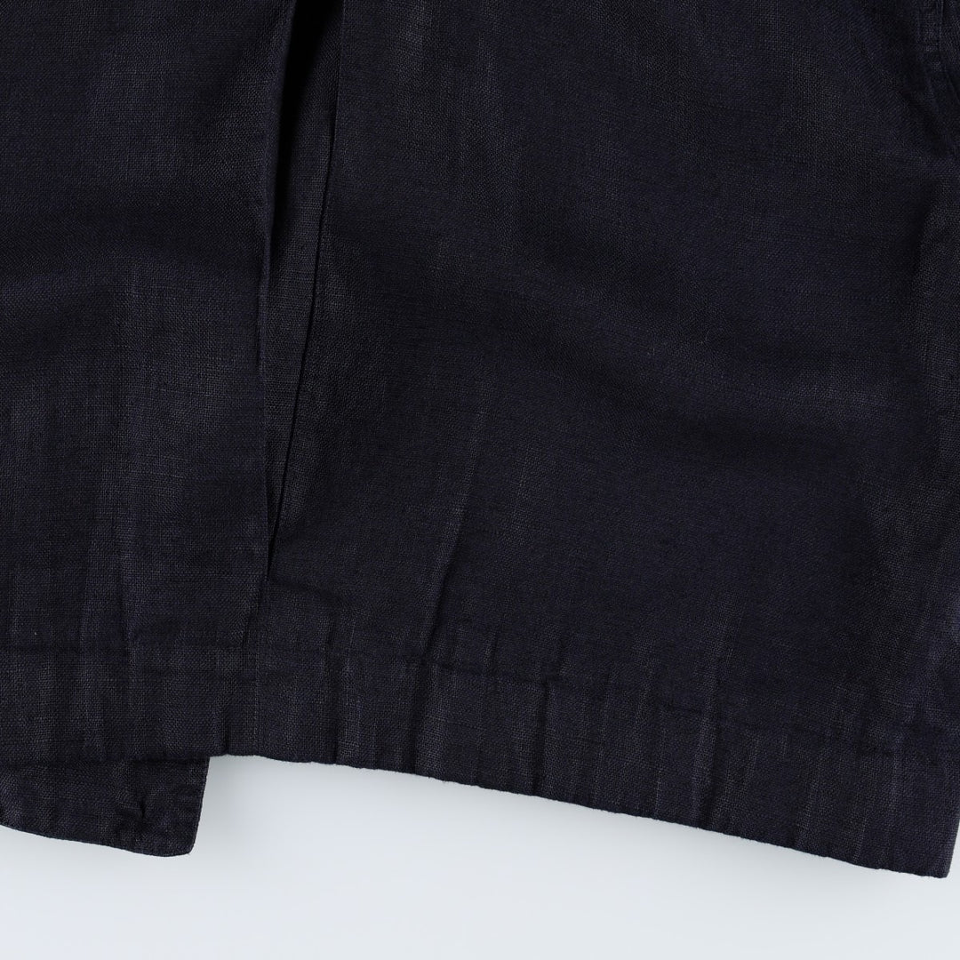 Liz Clayborne Collection Double-breasted Cropped Easy Jacket Tailored Jacket (Women's Size L) linen navy blue type Vintage Second Hand