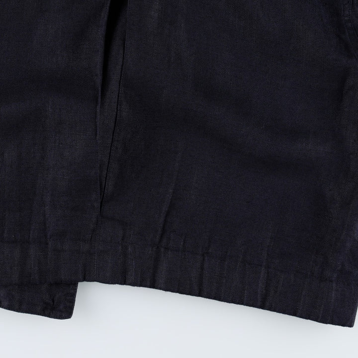 Liz Clayborne Collection Double-breasted Cropped Easy Jacket Tailored Jacket (Women's Size L) linen navy blue type Vintage Second Hand