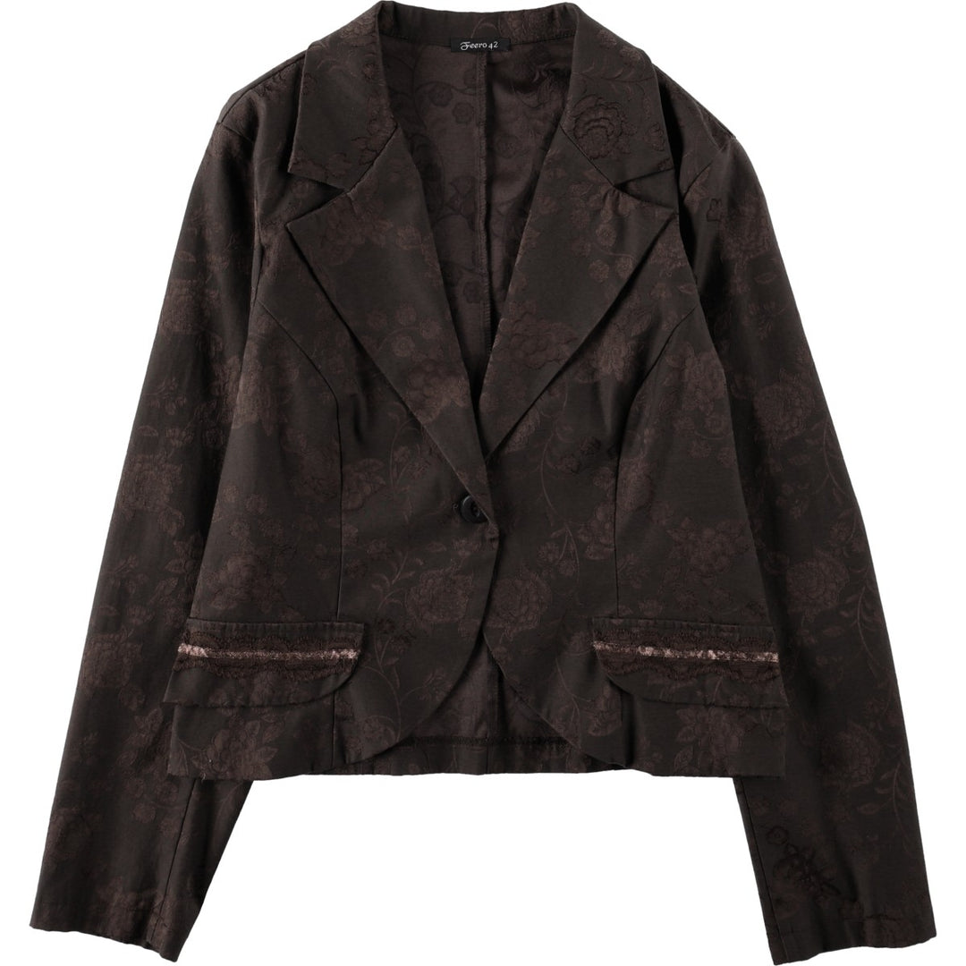 Feero All-over Floral Jacquard Easy Jacket Tailored Jacket Women's Size M unclear bordeaux Vintage Second Hand