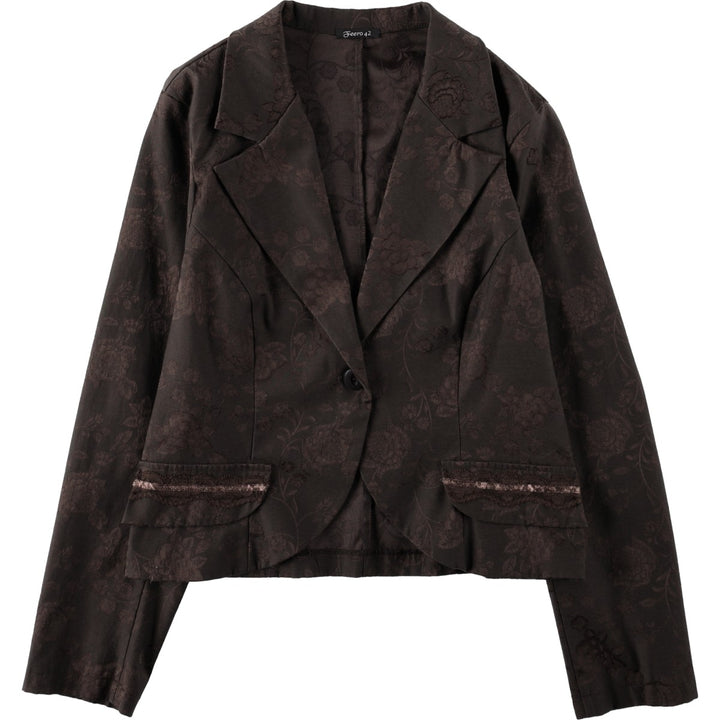 Feero All-over Floral Jacquard Easy Jacket Tailored Jacket Women's Size M unclear bordeaux Vintage Second Hand